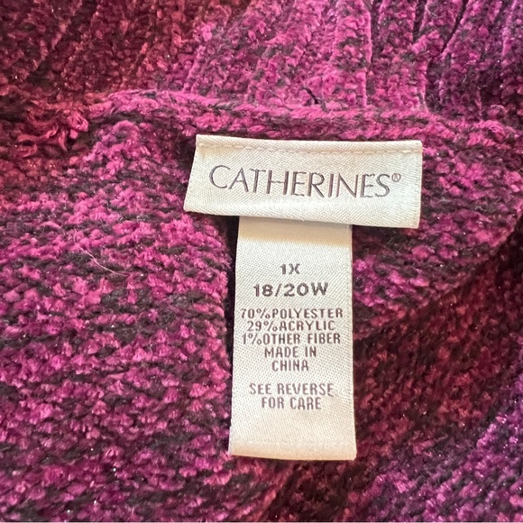 Catherines Women’s Long Open Cardigan Sweater 1X Plus Burgundy Shawl Knit Boho - Picture 3 of 7